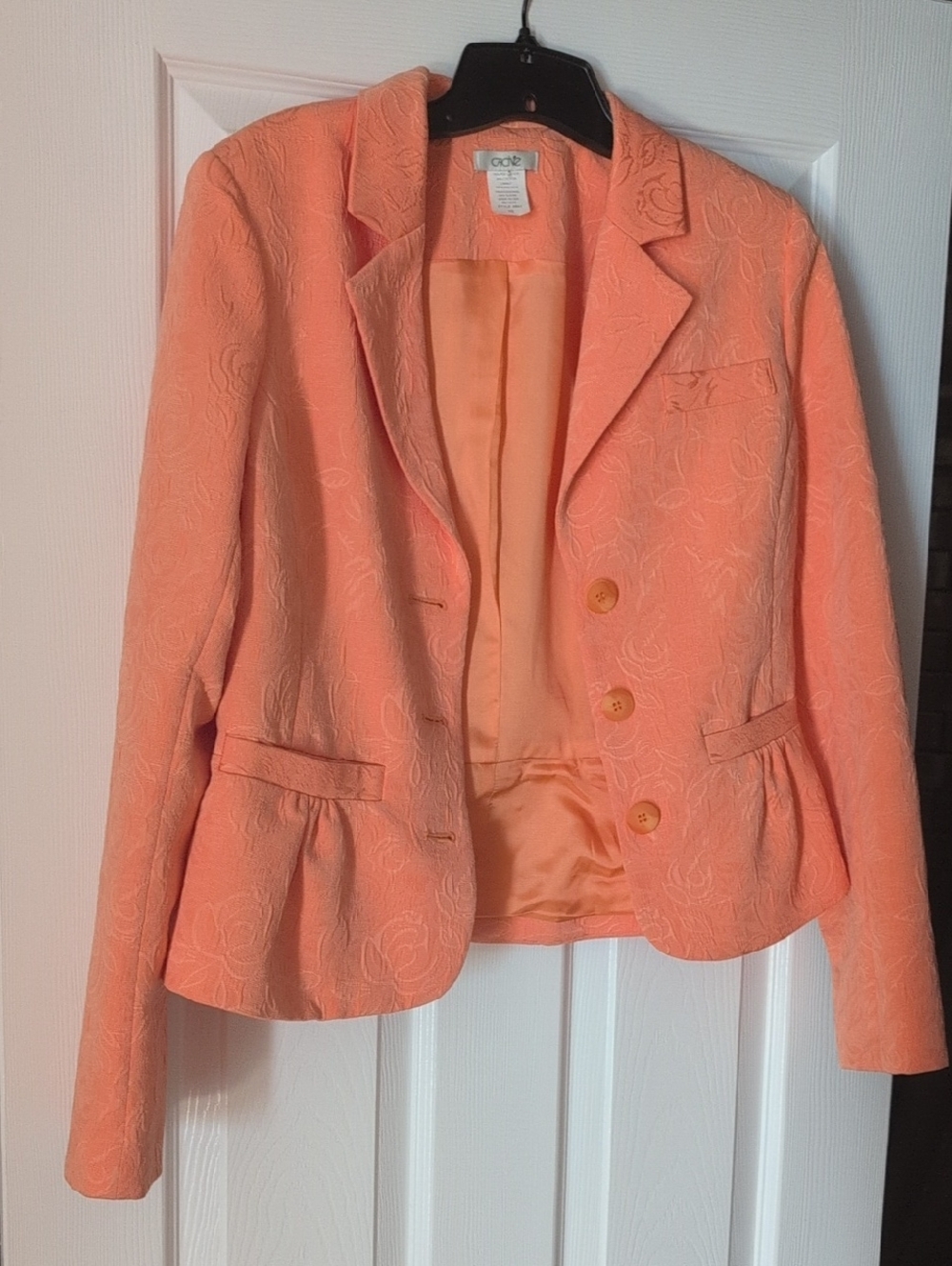 Cache Peach Floral Jacquard Blazer